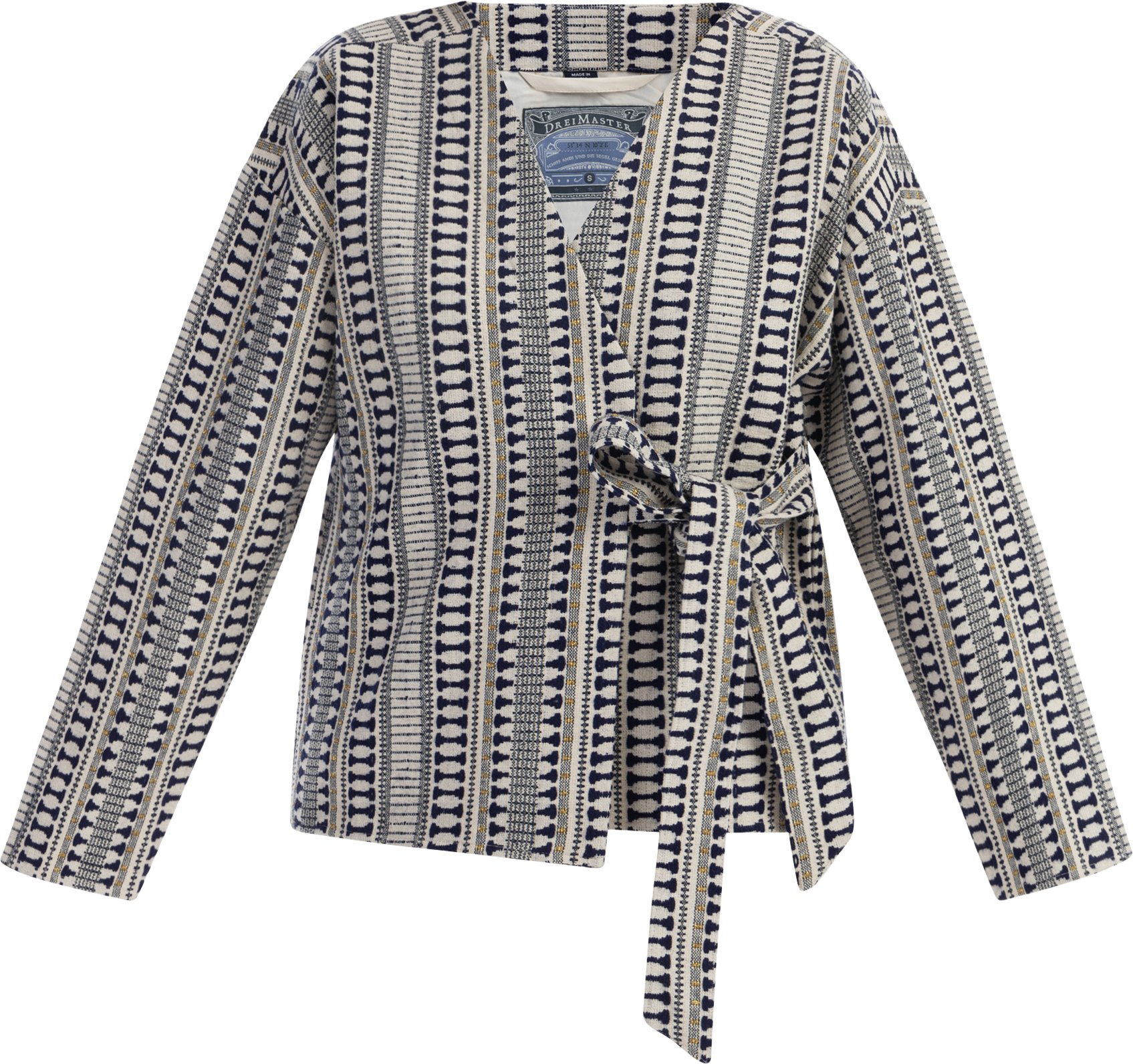 Dreimaster Wickeljacke Damen Dunkelmarine Wollweiss