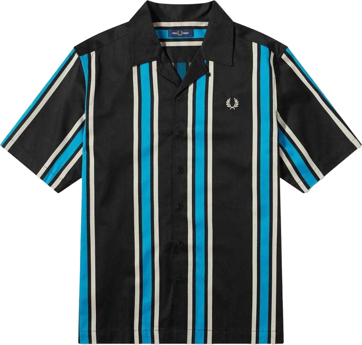 Fred Perry Herren gestreiftes Hemd mit Reverskragen (Schwarz/Blau)