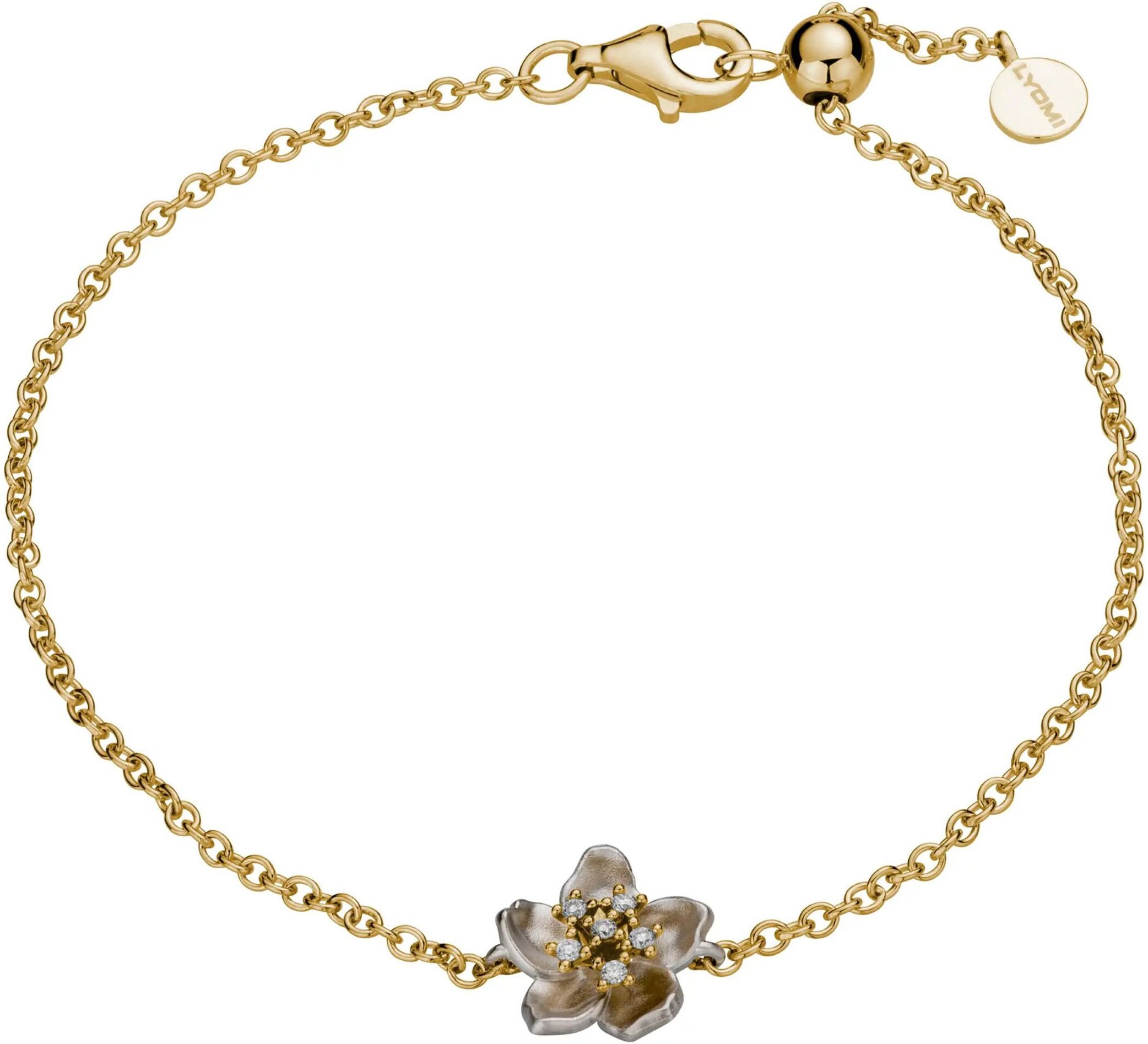 Lyomi Armband 585/- GG/WG Kirschblüte 6 synth. Diam. 0,04ct.