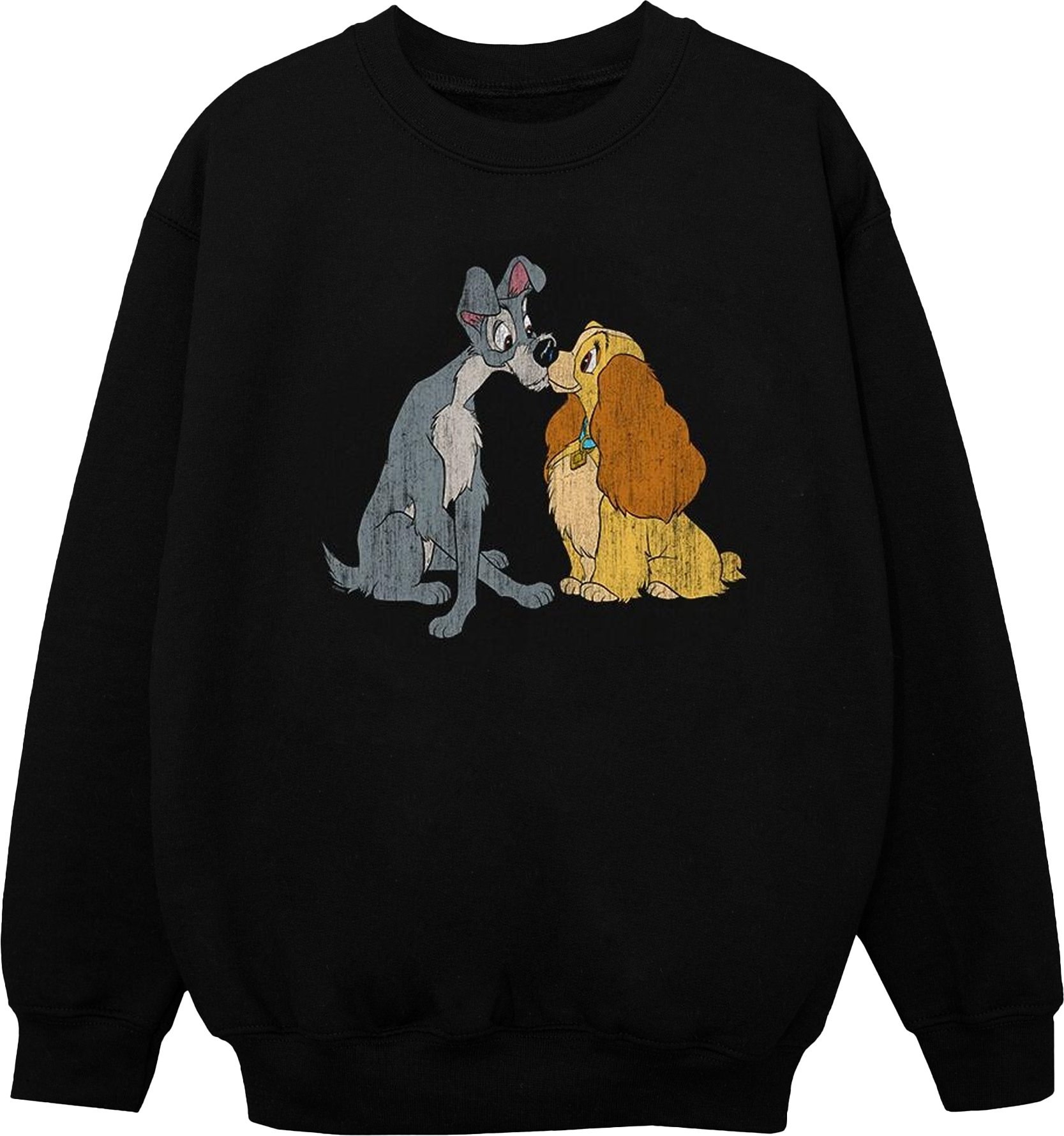 Disney - "Lady And The Tramp Distressed Kiss" Sweatshirt für Mädchen (Schwarz)