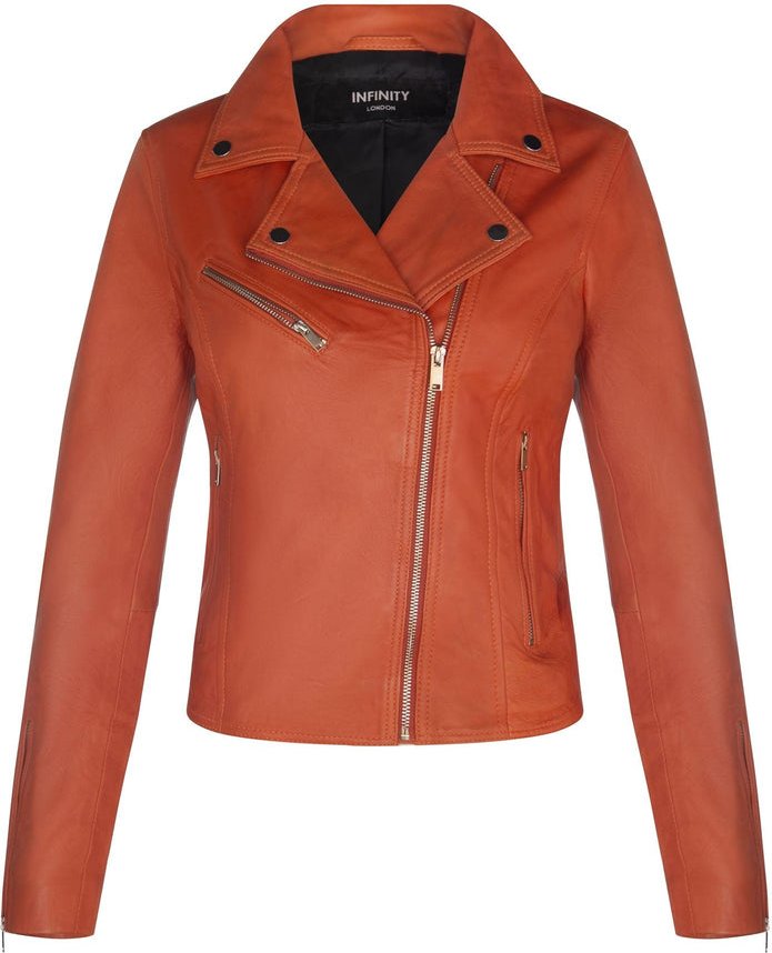 Klassische Damen-Brando-Bikerjacke aus Leder in Loughton