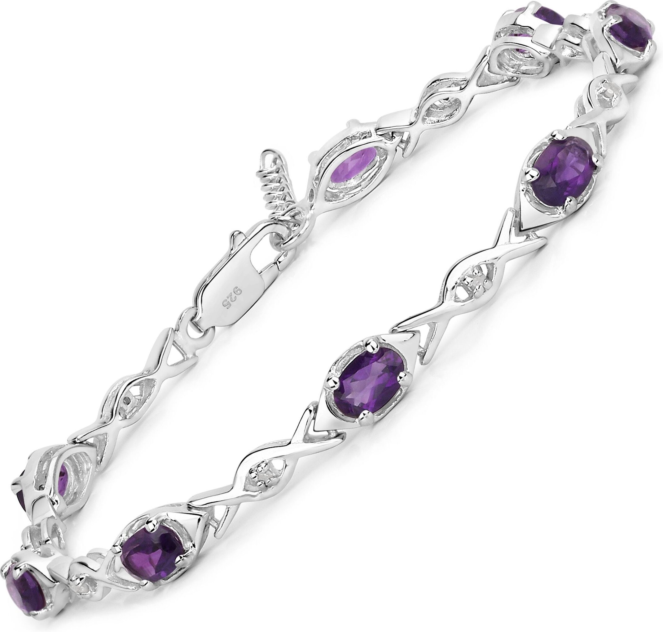 Vira Jewels Armband 925-Sterling Silber rhodiniert Glänzend Amethyst lila