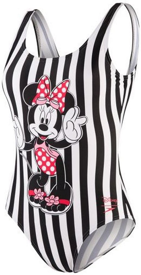 Speedo Damen Minnie Mouse Placement U Back Bademode, Schwarz/Weiß