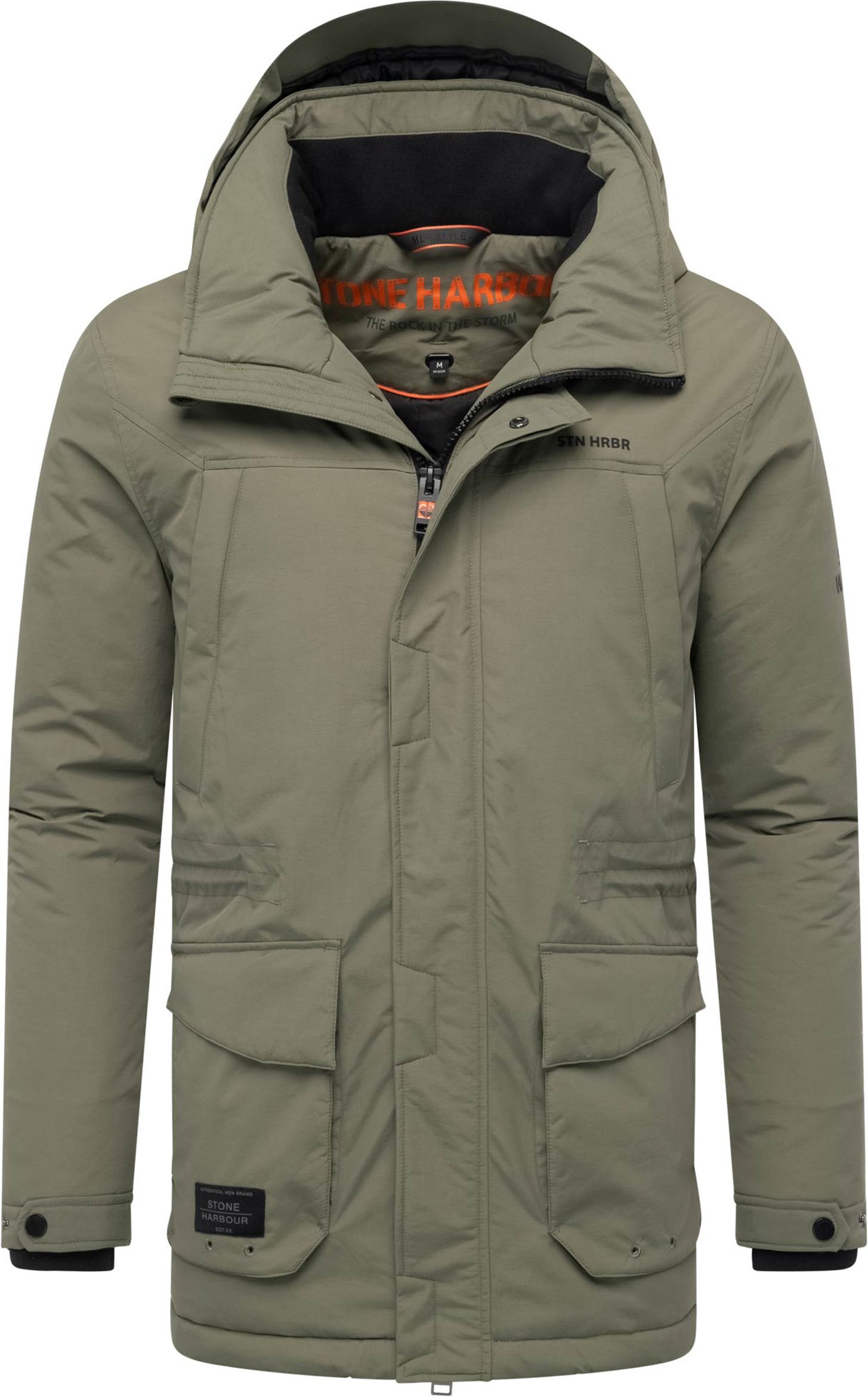 Stone Harbour Herren Parka Wadiim mit Kapuze & Zwei-Wege-Reißverschluss