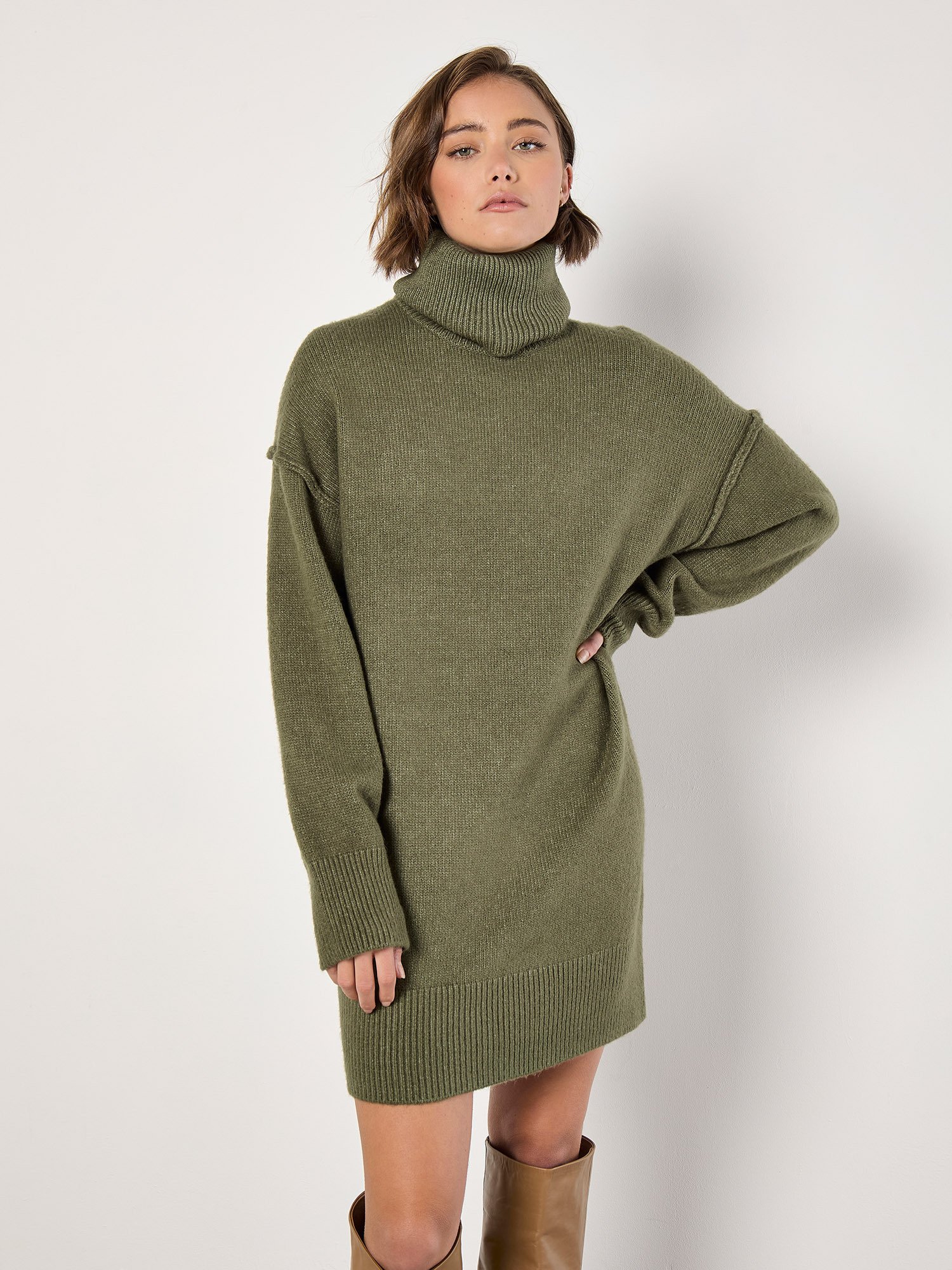 Thumbnail - Apricot Pullover-Minikleid mit offener Naht