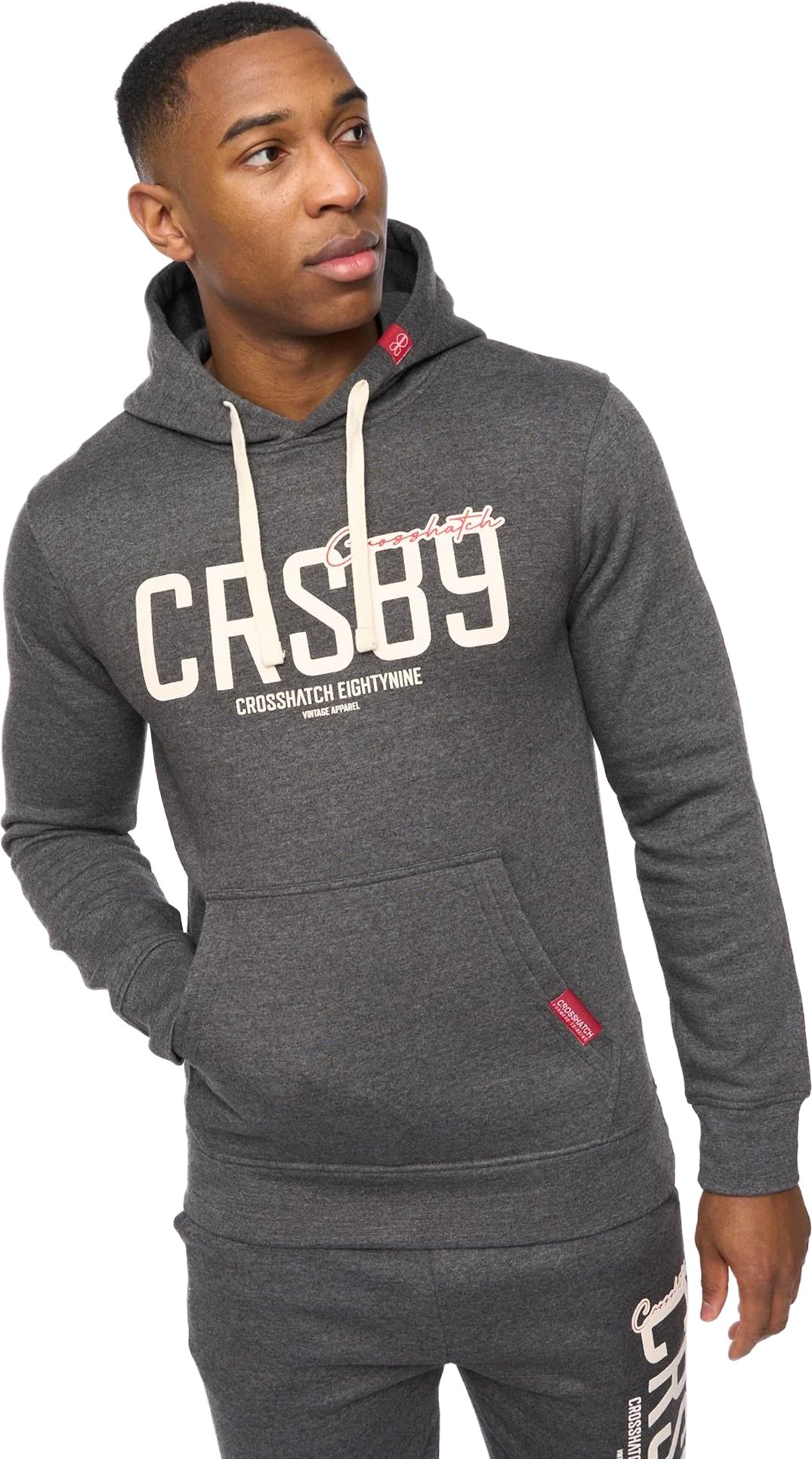 Crosshatch - "Ellsworth" Kapuzenpullover für Herren (Holzkohle-Mergel)