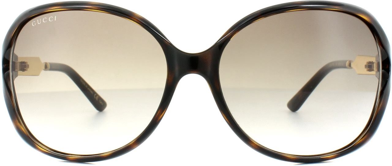 Lunettes De Soleil Gucci 0076S 003 Dégradé Brun En Or Havane