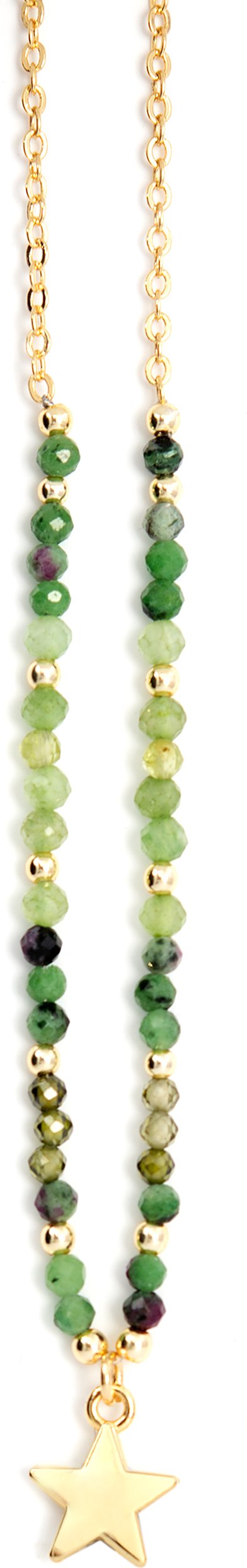 Luxenter Grüner Kristall Halskette in 18K Gelbgold - Awulf