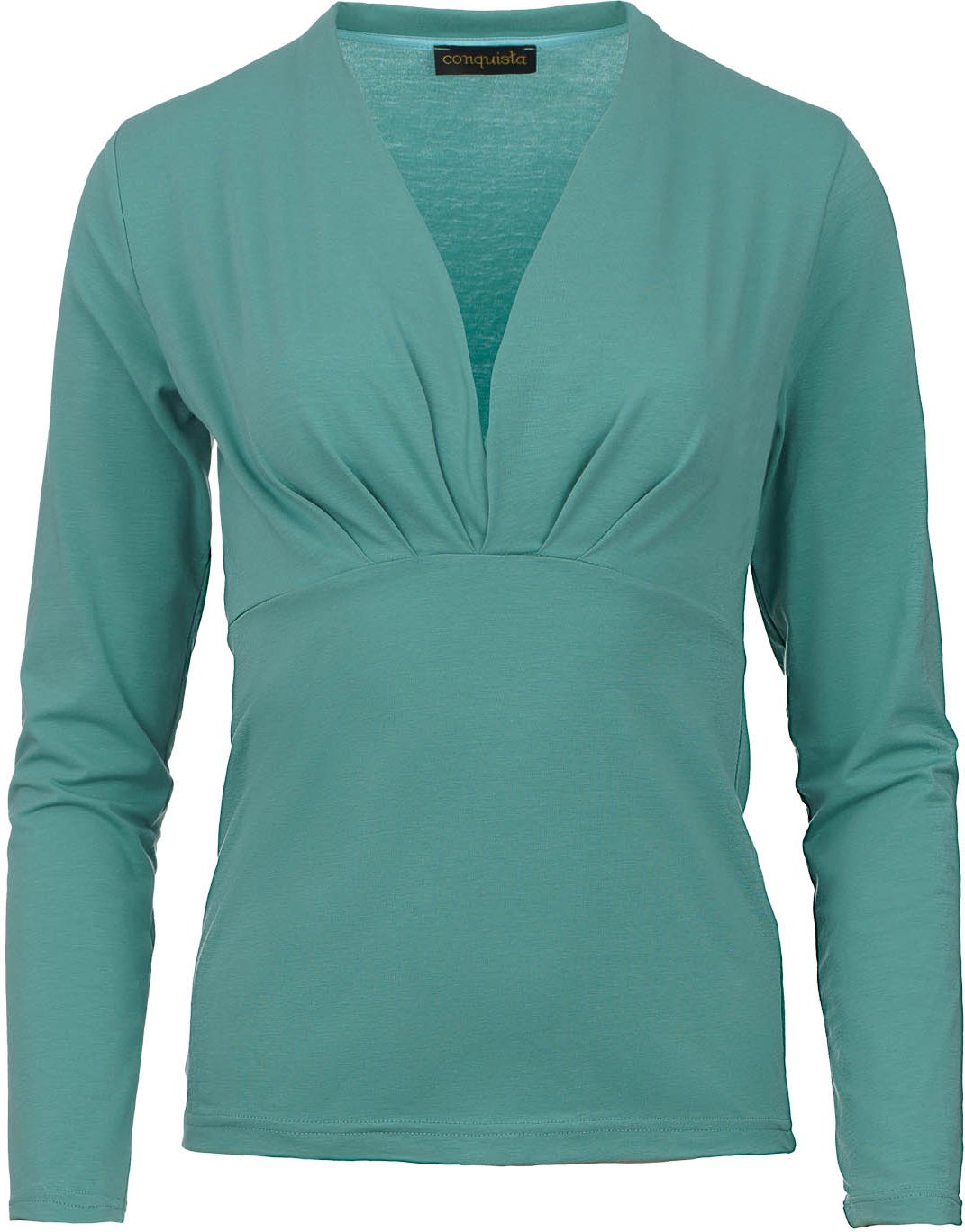 Thumbnail - Mint Langärmeliges Faux Wrap Top aus nachhaltigem Stretch-Jersey