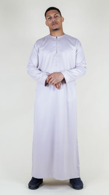 Herren Beige Thobe Robe Satin Emirati Islamic Jubba Eid Regular Fit