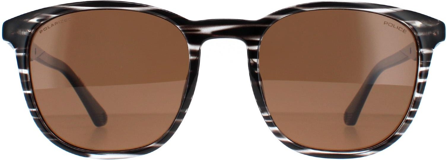 Police Runde Herren gestreift grau braun polarisiert SPLF18E