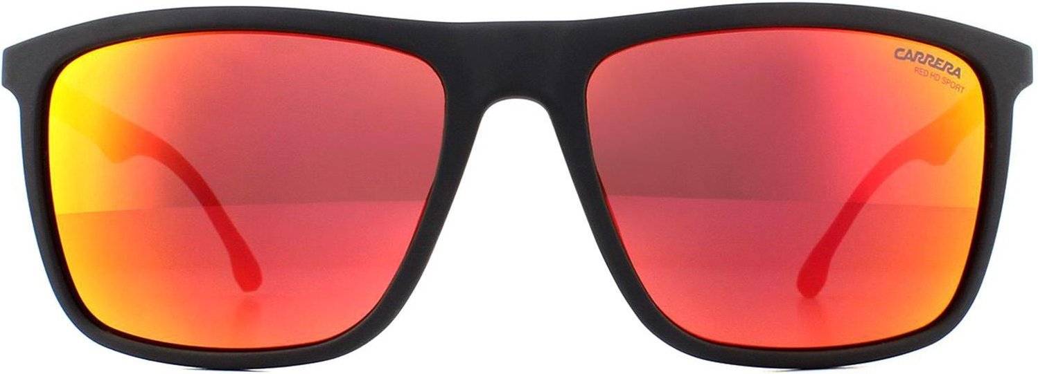 Carrera Rectangle Mens Matte Black Red Mirror Sonnenbrille