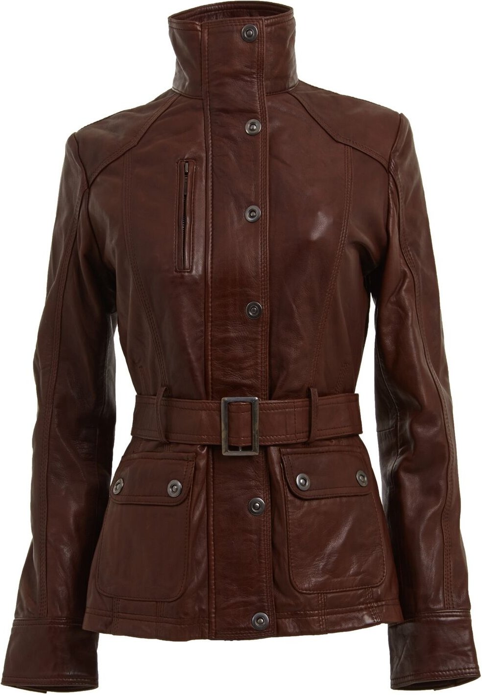 Damen-Bikerjacke im Military-Stil aus Leder – Middleton