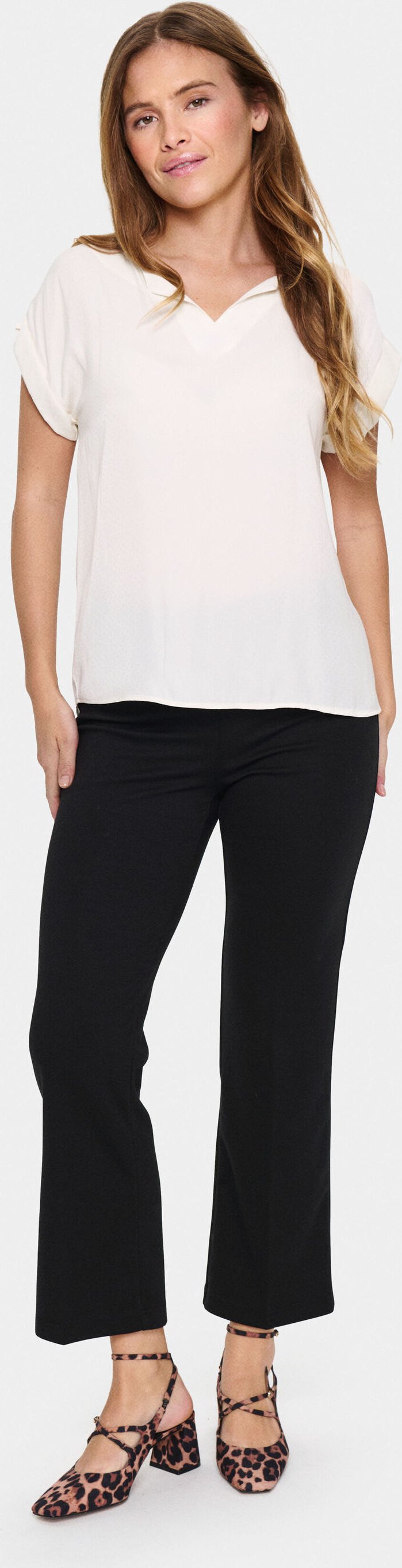 Kurzarm-Bluse Gerade Passform Ice white