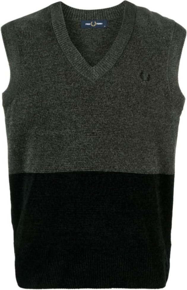 Thumbnail - Fred Perry - Chenille-Tanktop in Feldgrün mit Farbblockdesign