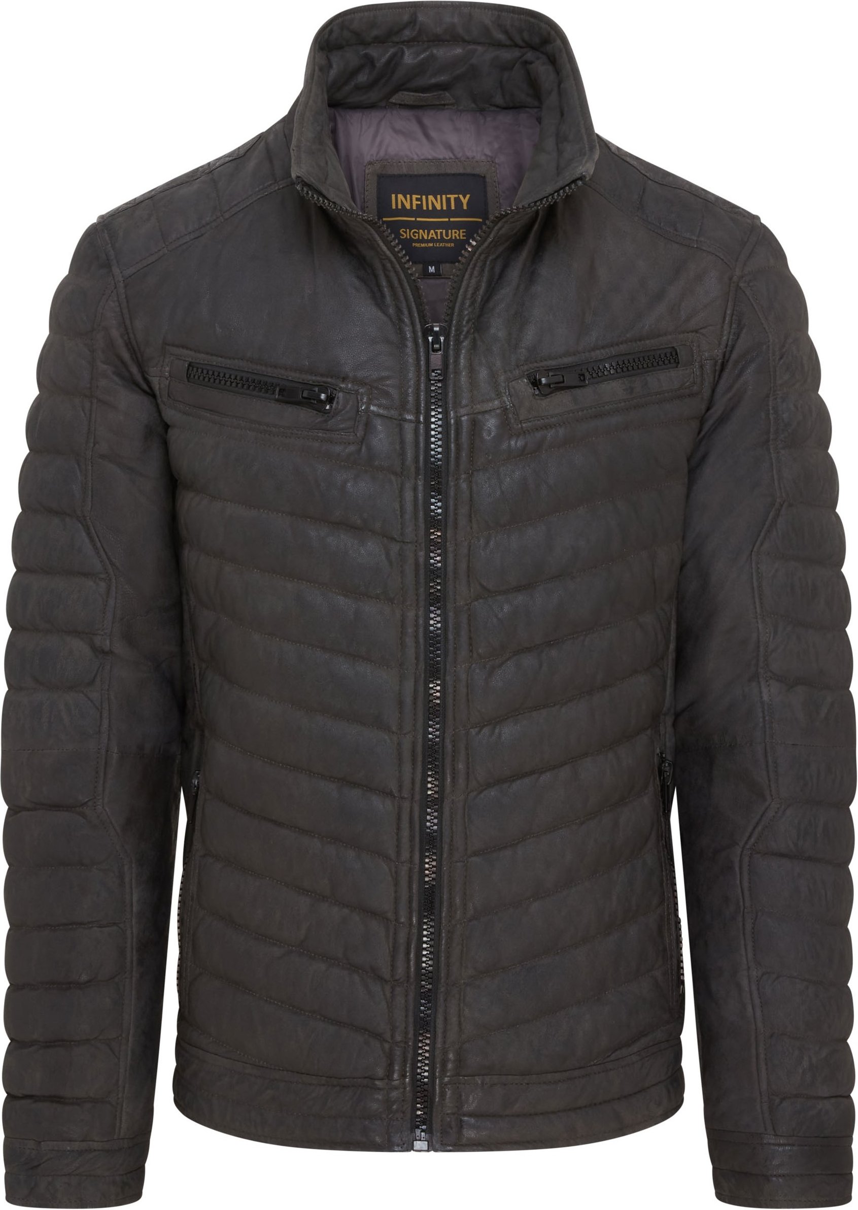 Khakigrüne gesteppte Bomberjacke aus Pufferleder für Herren - Torpoint