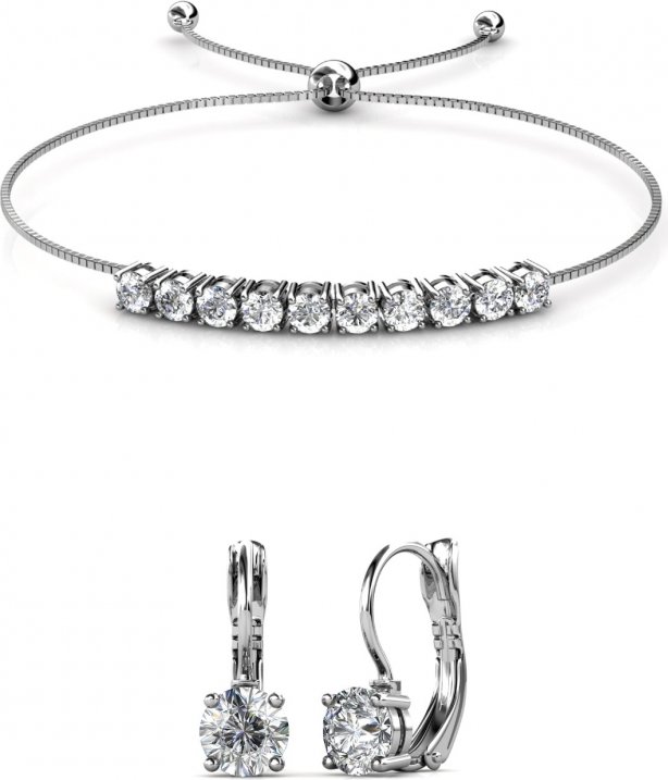 Rundes Kristall Mia Set - Silber und Kristall