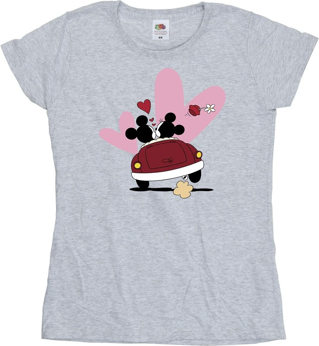 Disney - "Mickey Mouse Car Print" T-Shirt für Damen (Grau)