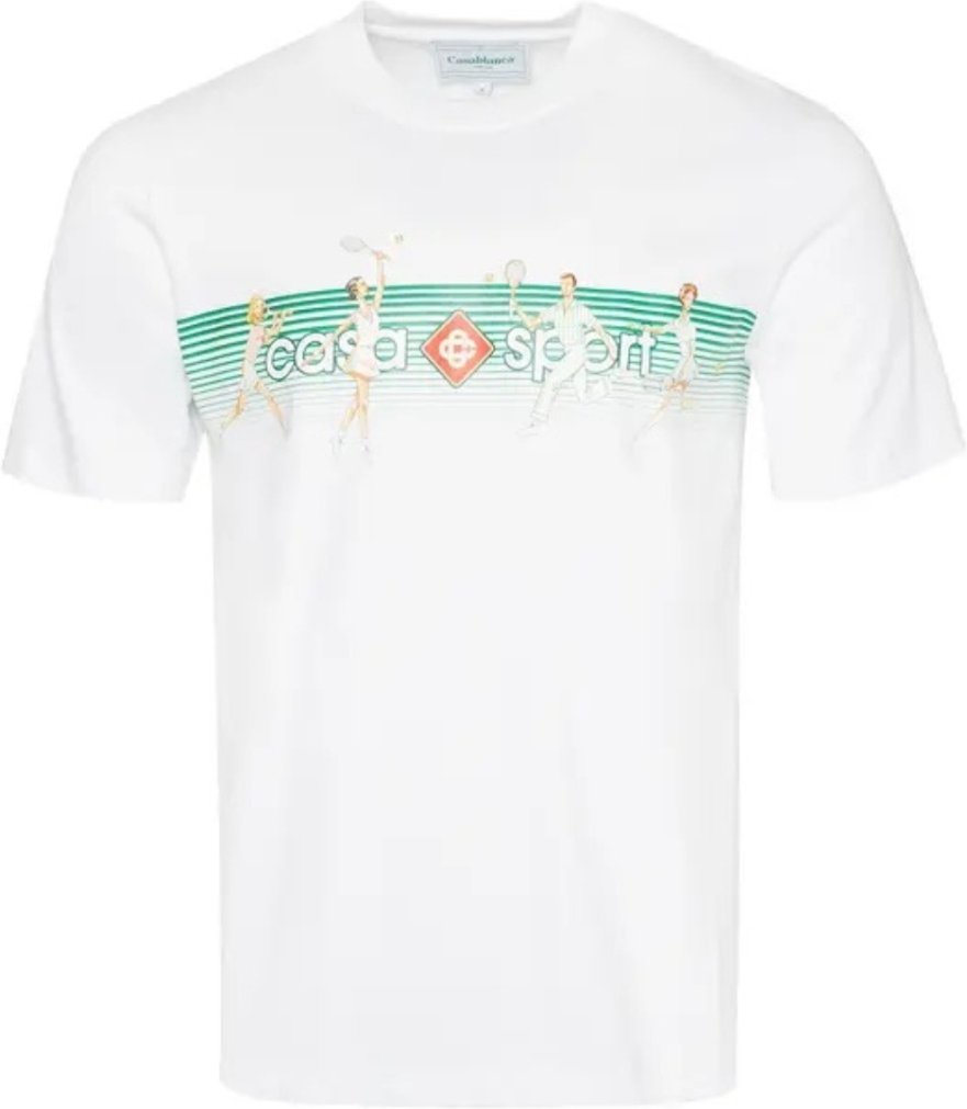 Weißes T-Shirt mit verspieltem Streifendesign von Casablanca