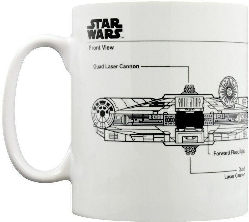 Star Wars - Kaffeebecher "Millennium Falcon", Skizze (Weiß/Schwarz)