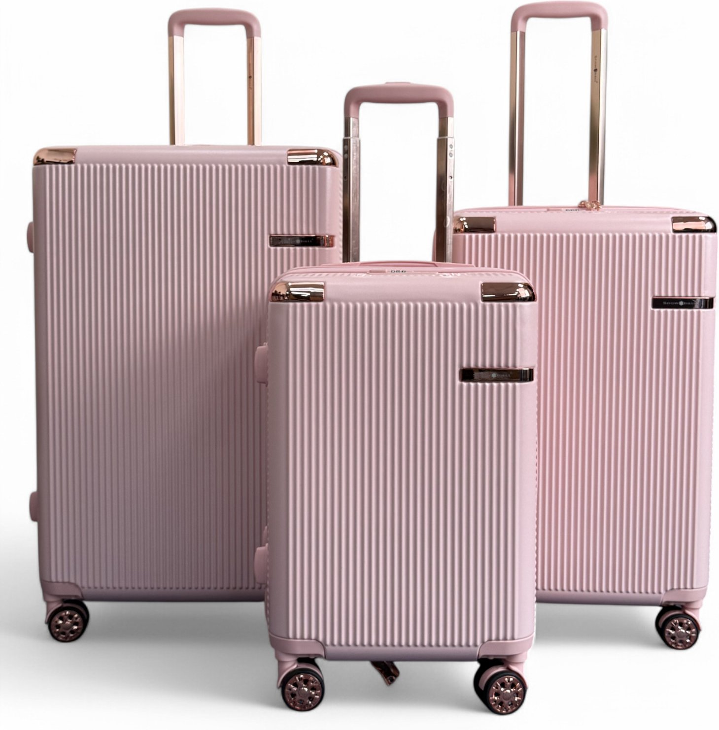 Erweiterbarer Hartschalenkoffer in Roségold mit 8 Rädern, Reisegepäck, Kabinenkoffer