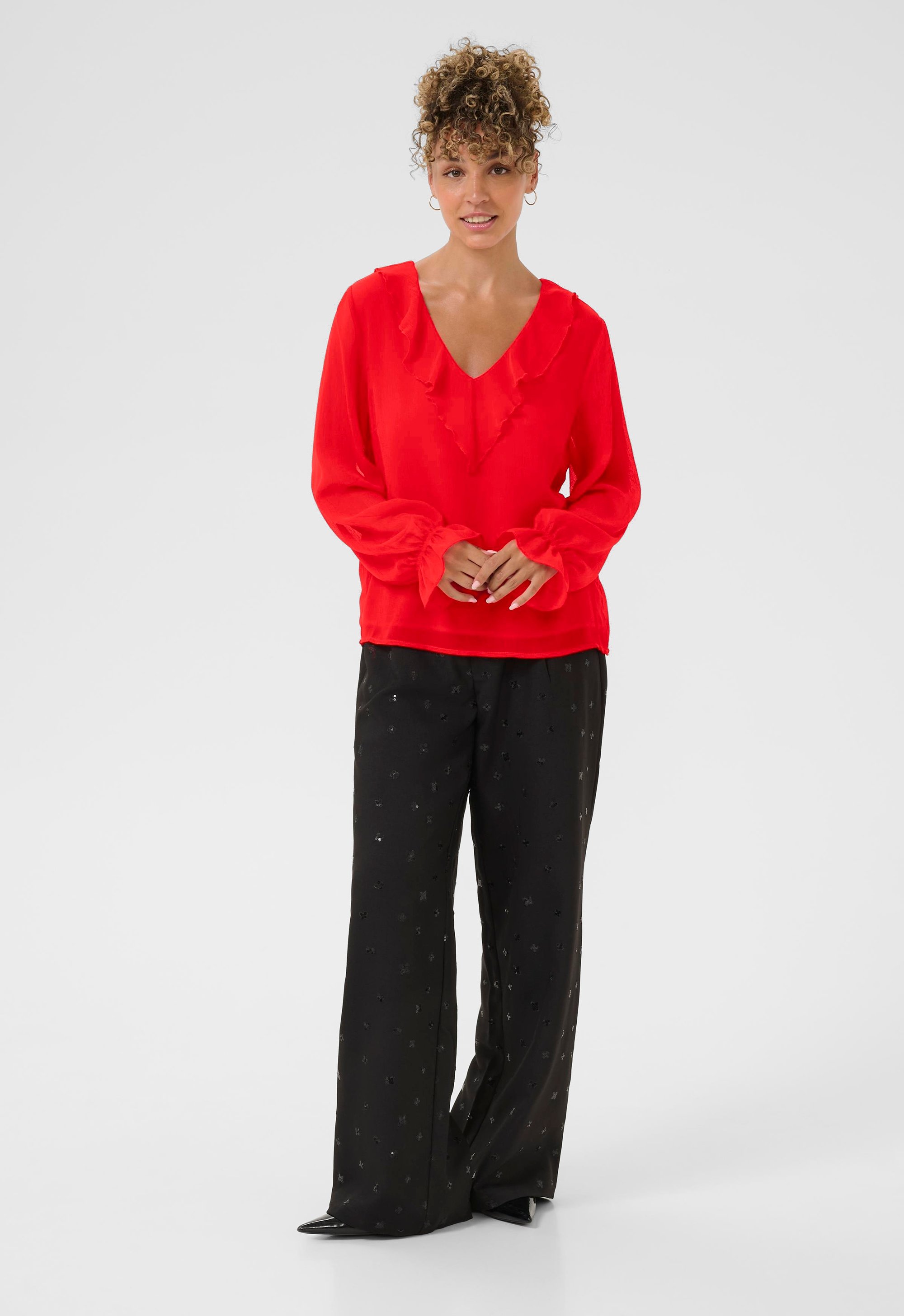 Langarm-Bluse CRFlake Regular fit red