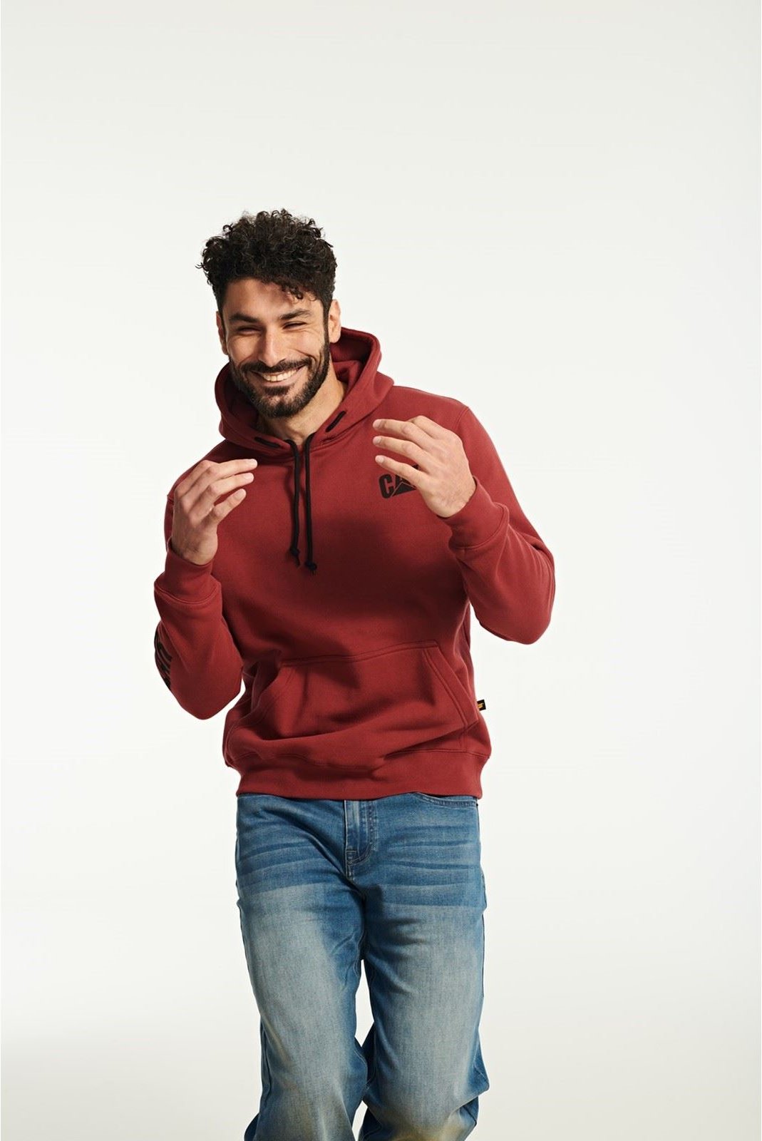 Caterpillar Markenbanner Baumwolle Herren Roter Kapuzenpullover