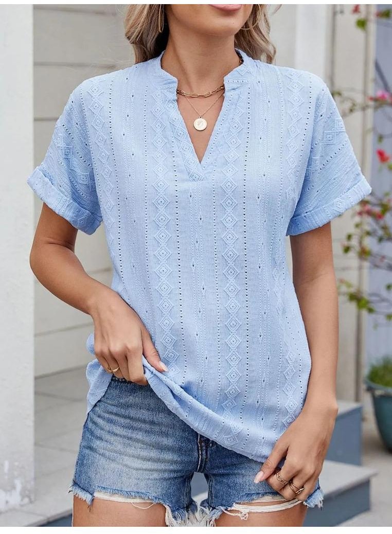 Damen-Oberteil mit Ösen und ausgeschnittenen Ärmel kurz