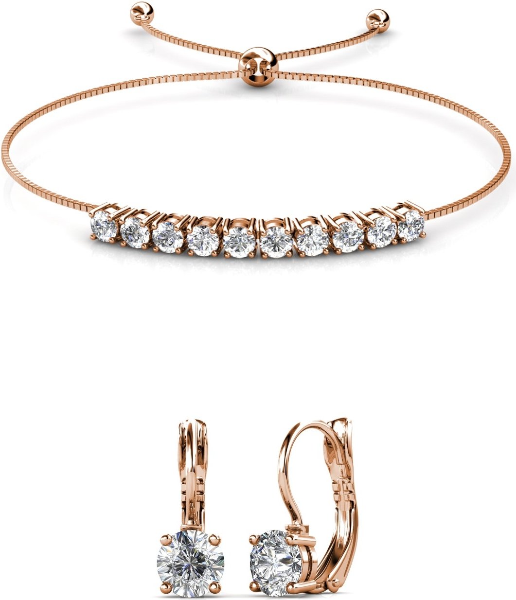 Runde Crystal Mia Sets - Roségold und Kristall