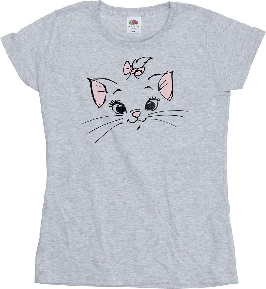 Disney - "Classics Marie Face Pocket" T-Shirt für Damen (Grau)