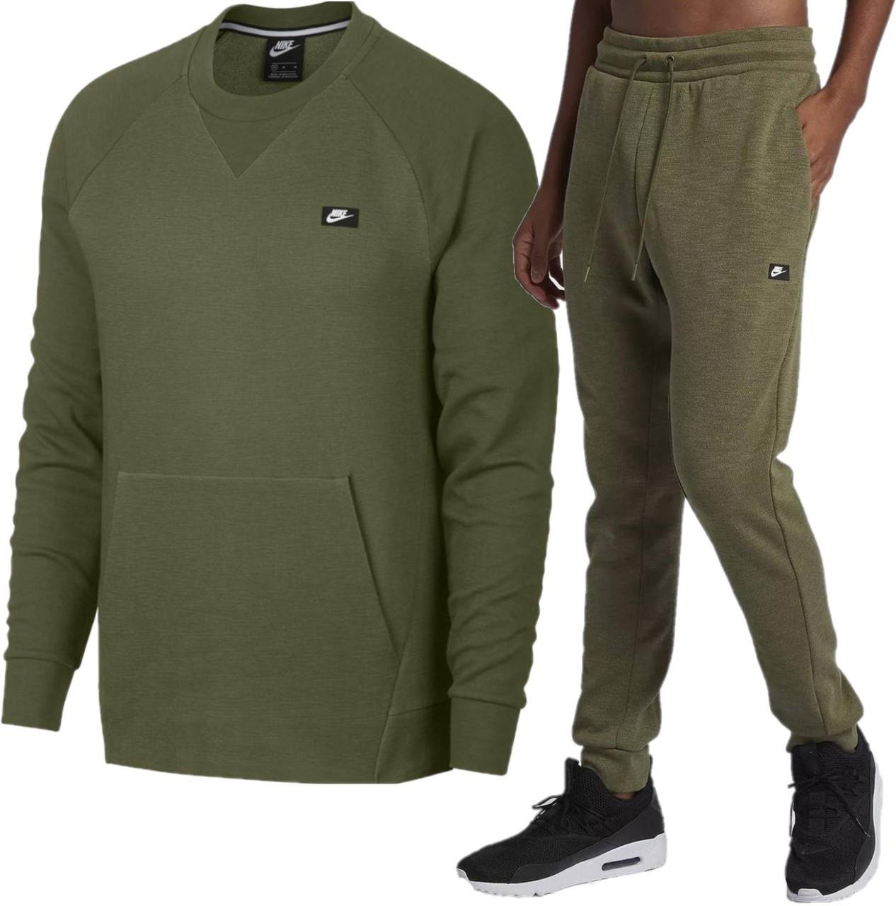 Nike Sportswear Optic Herren-Fleece-Crew-Trainingsanzug in Olivgrün