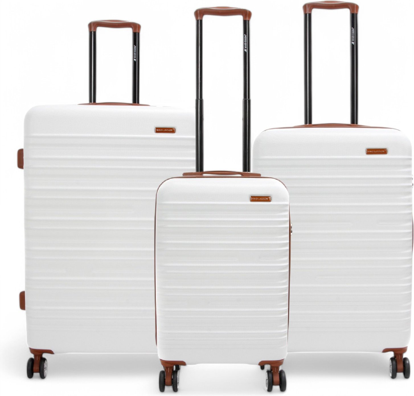 Erweiterbarer cremeweißer Hartschalenkoffer aus ABS mit 8 Rollen, robuster Reisekoffer, Urlaubsgepäck