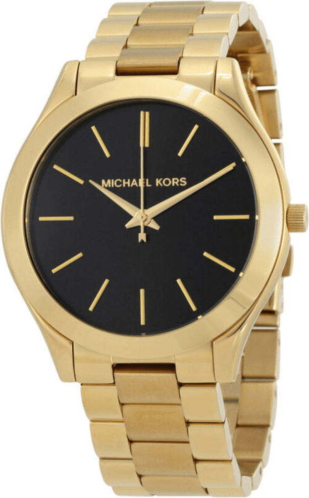 Michael Kors MK3478 Slim Runway Damenarmbanduhr 42 mm Schwarz Zifferblatt Goldton