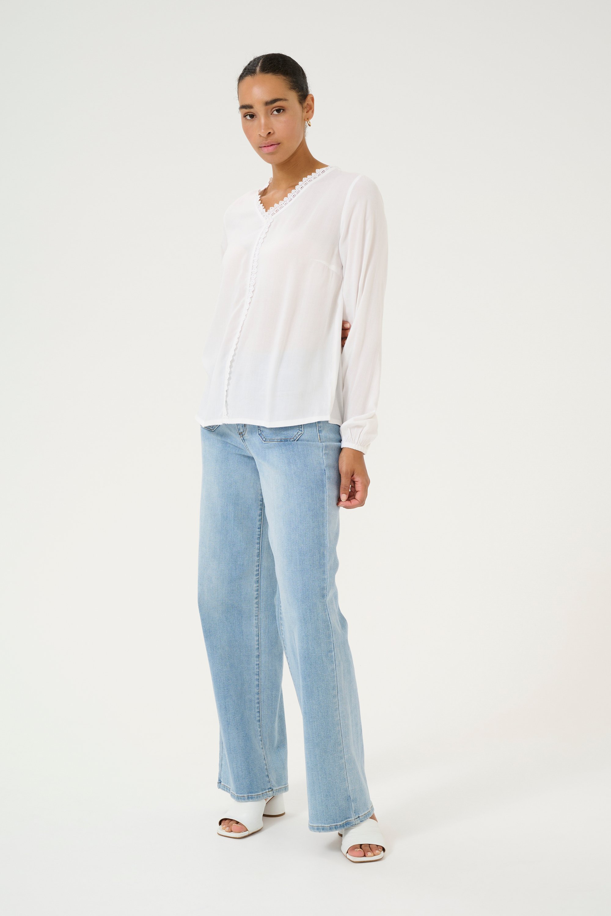 Langarm-Bluse Regular fit Chalk white