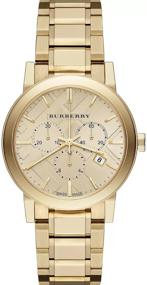 Burberry BU9753 Herrenuhr mit goldenem Zifferblatt und Chronograph - Luxuszeitmesser