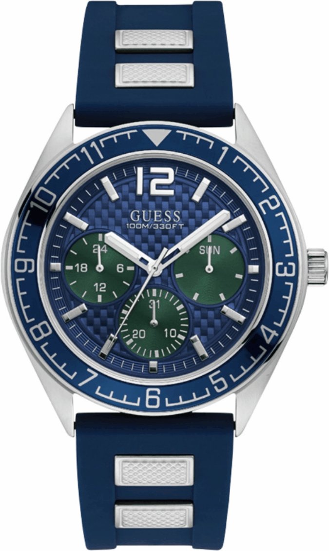 Guess Herrenuhr Quartz Silber Blau