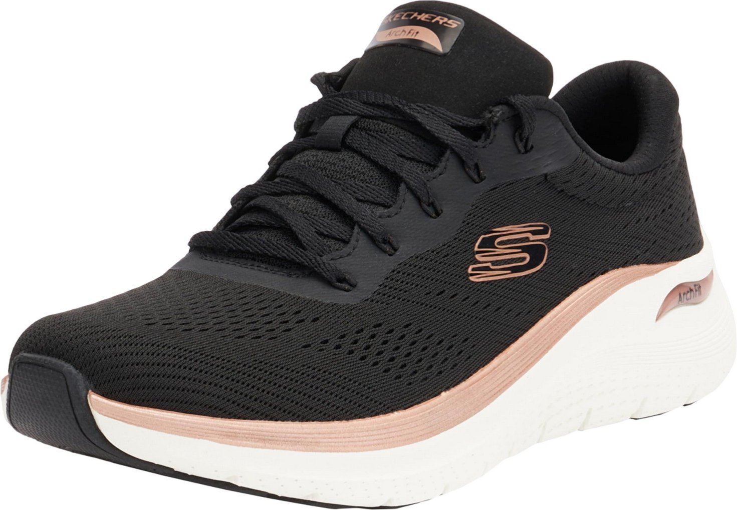 Skechers - Damen Schuhe "2.0 The Distance", Glühen (Schwarz/Roségold)