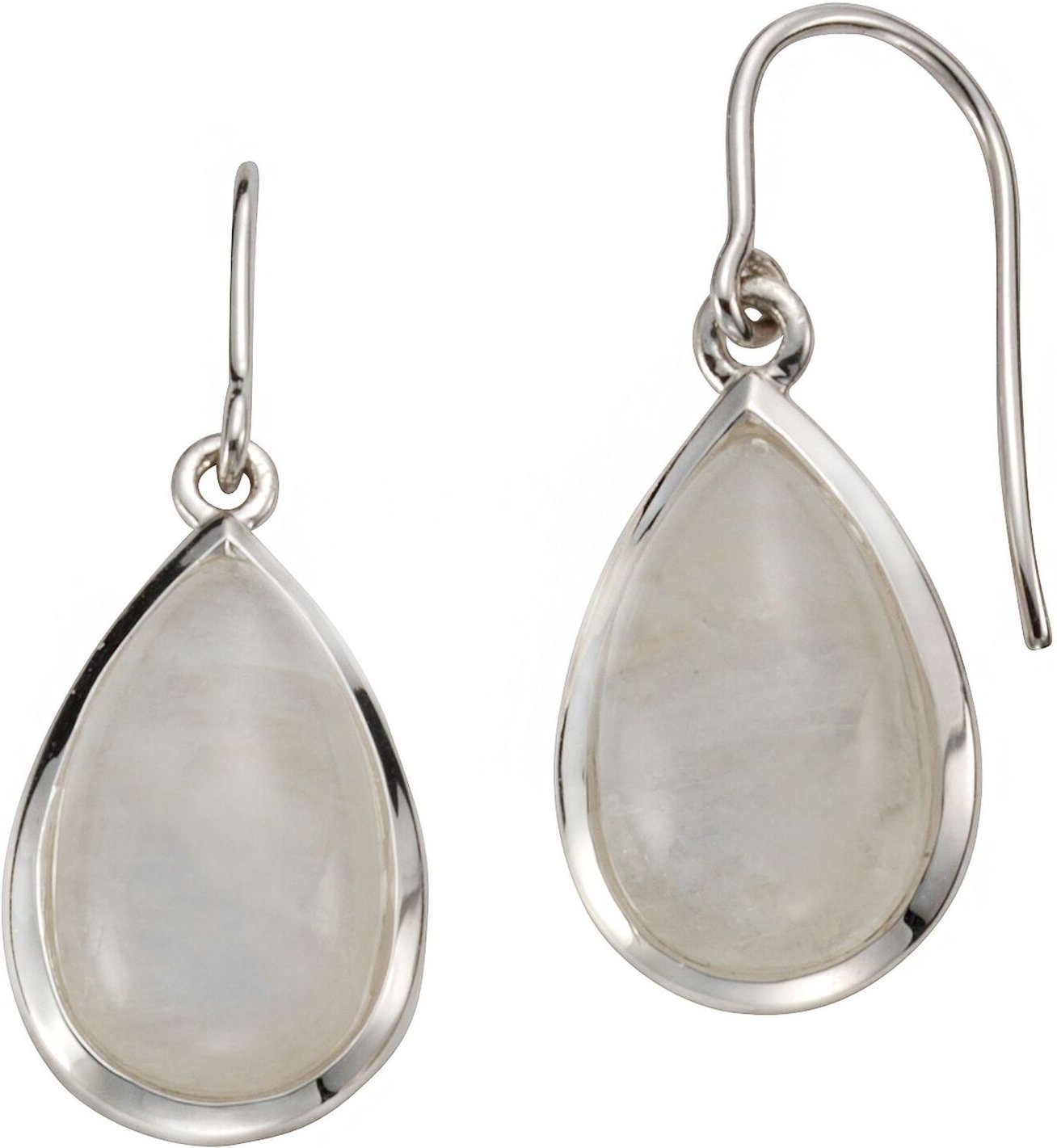 Jamelli Ohrringe Silber 925 rhodiniert 33mm lang mit echten Rainbow Mondsteinen