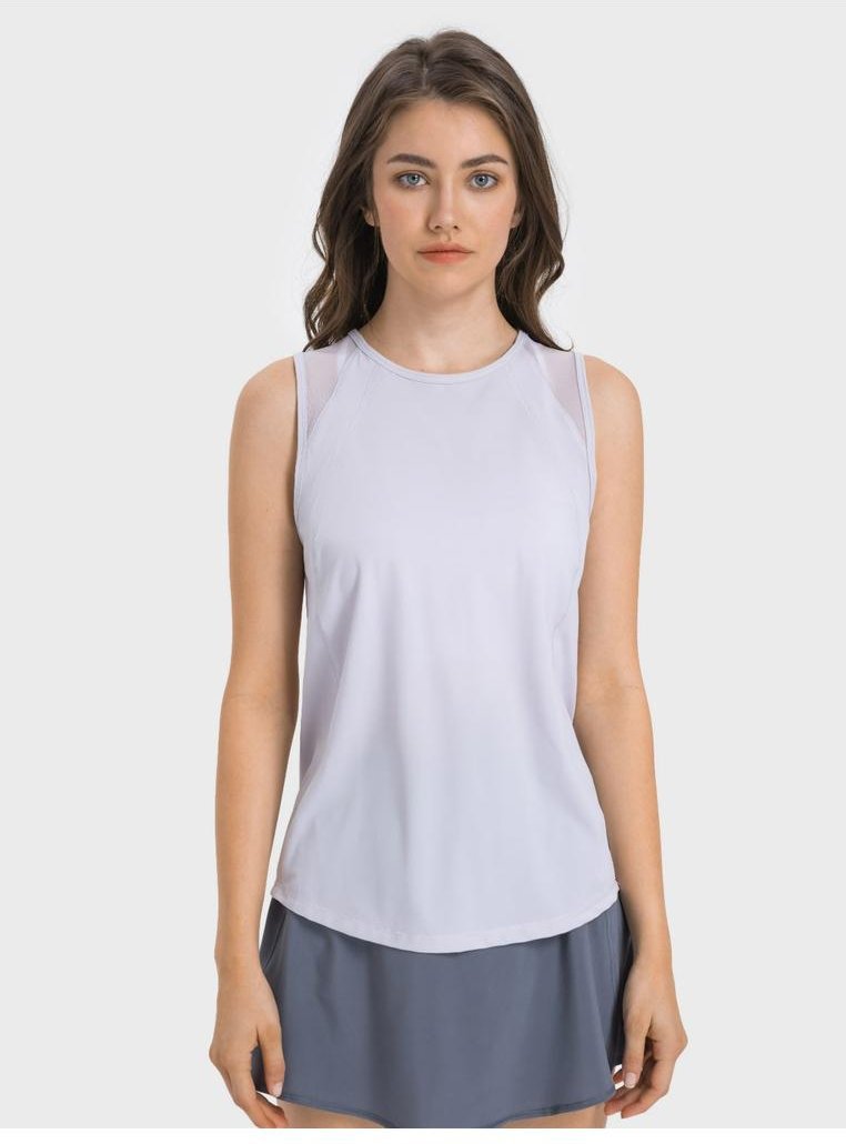 Damen Millennia Cutout Rücken Rundhals Aktiv-Top