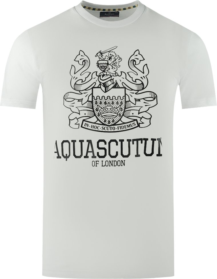 Aquascutum Large Bold London Aldis Brand Logo Weißes T-Shirt