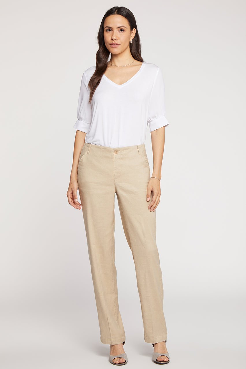 Marilyn Hose Beige Stretch-Leinen | Strohfaser