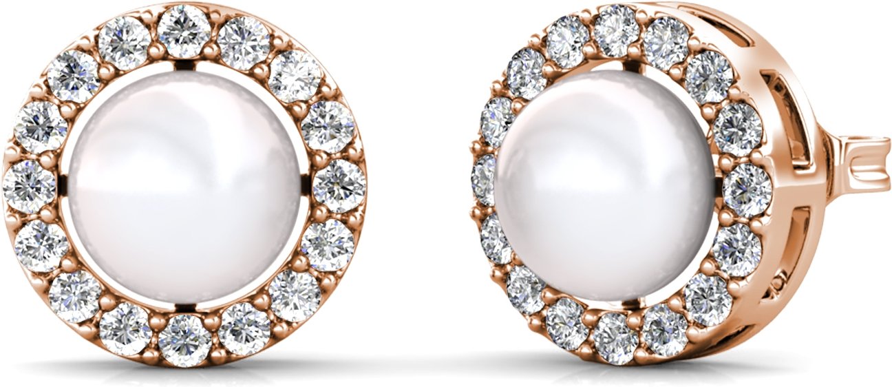 Circlet Perlenohrringe - Roségold und Kristall