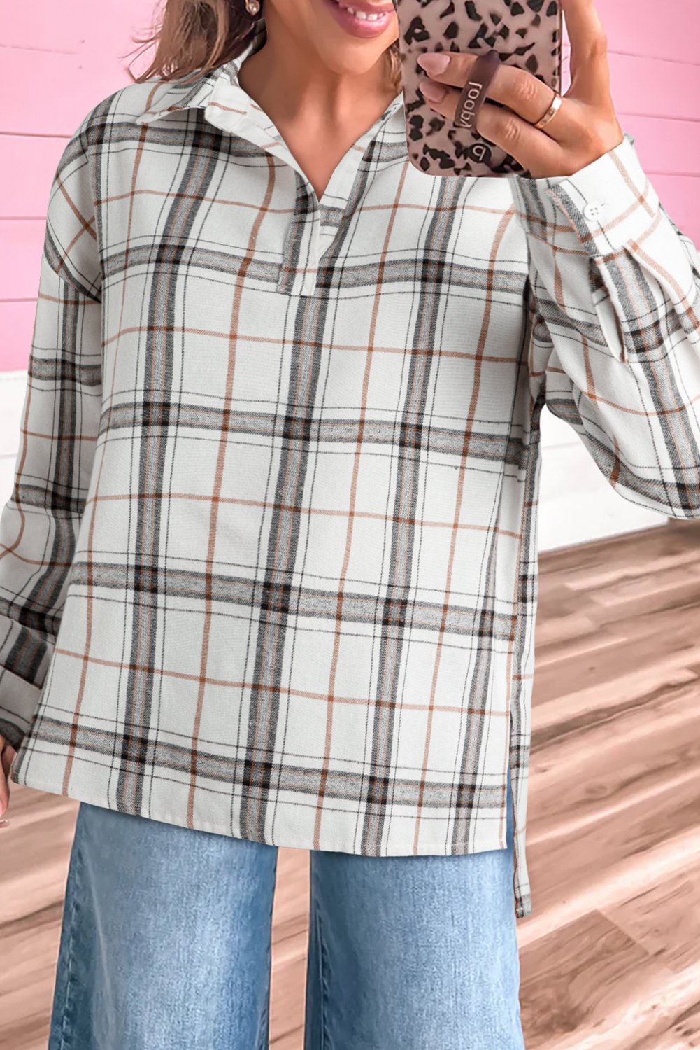 Kariertes Langarmtop