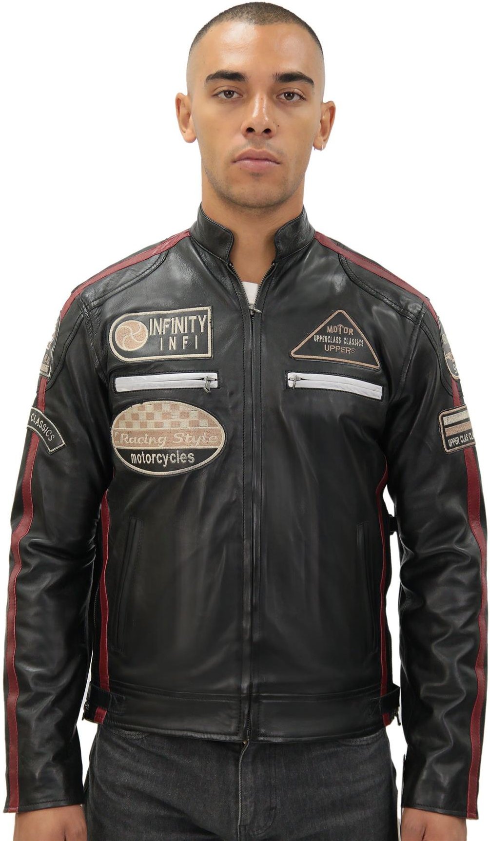 Herren Racing Leder Bikerjacke-Portland