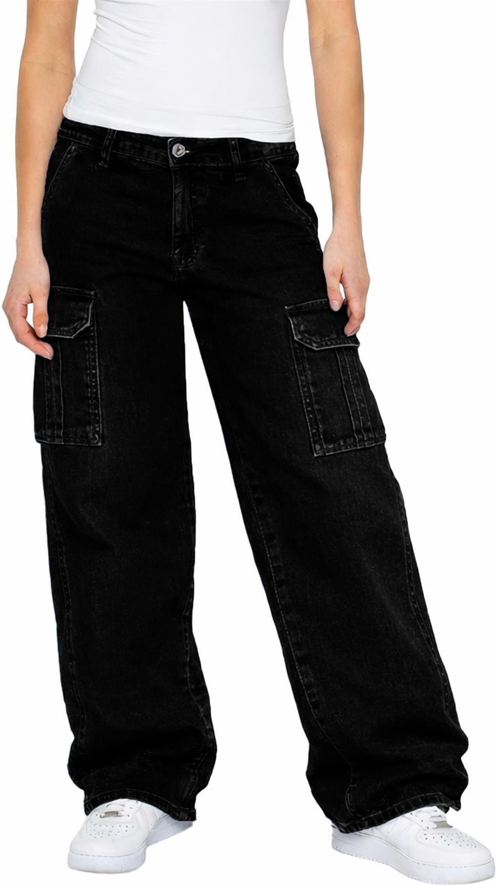 Enzo | Damen Cargo Baggy Jeans