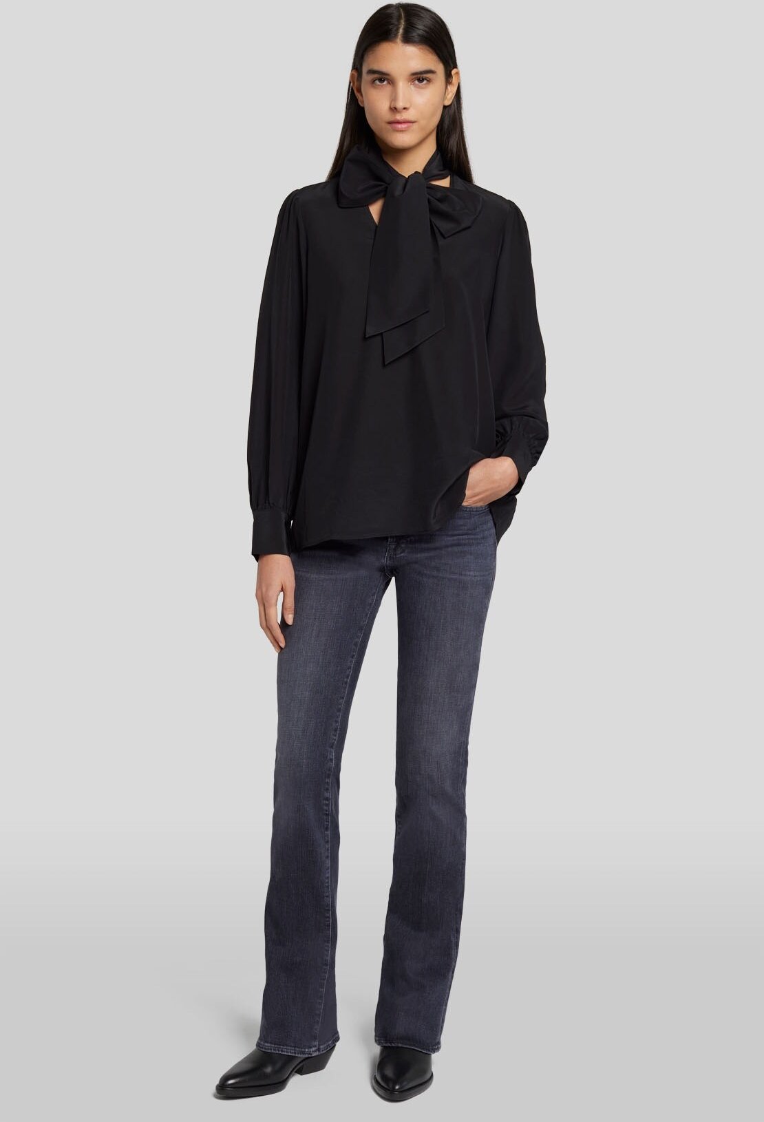Damen Relaxed Bow Blouse Top