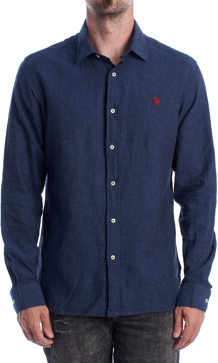 Langarmhemd aus Baumwolle und Leinen für Herren US41104030