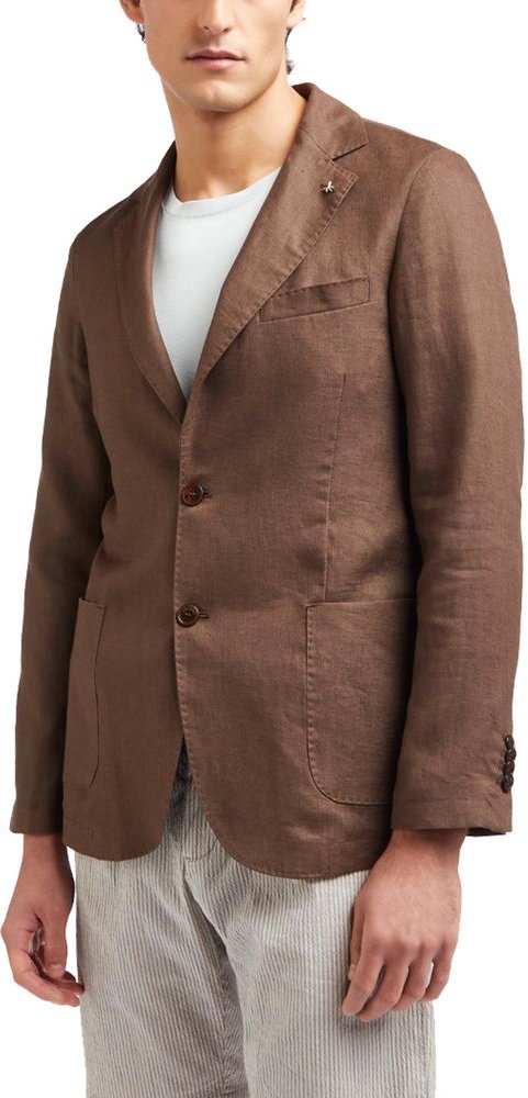 Leinenblazer Braun Slim Fit