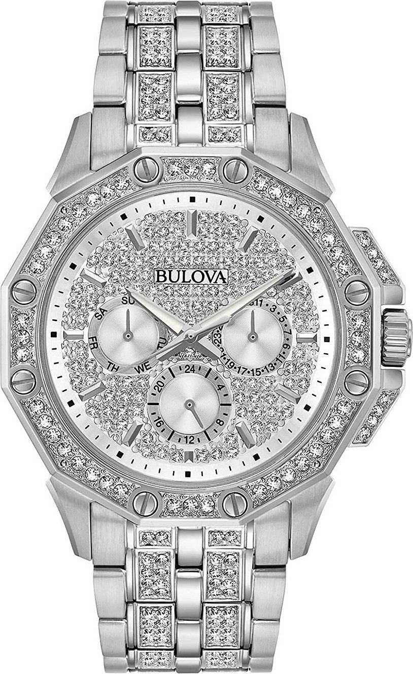 Bulova Kristall Herren Silber Uhr 96C134