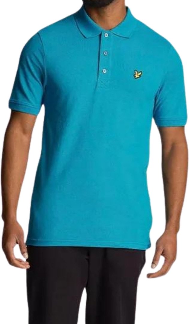 Blaues Freizeit-Poloshirt der Marke Lyle & Scott mit Logo auf der Brust